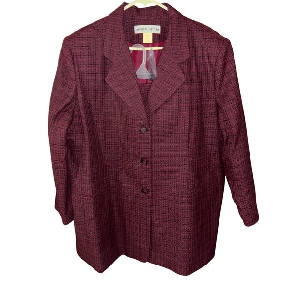 Adolfo Studio women’s tweed red skirt suit set NEW (size 20W/22W) - Picture 1 of 7